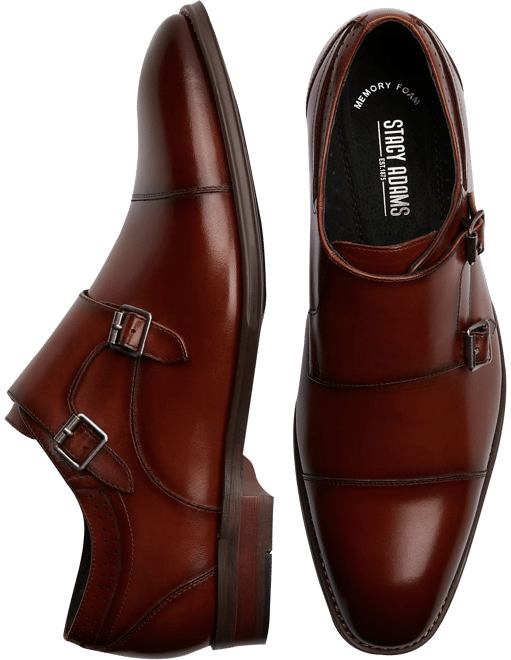 Stacy Adams Men's Bayne Cap Toe Double Monk - Cognac