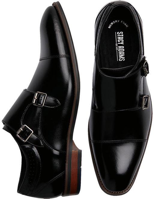 Stacy Adams Bayne Leather Cap Toe Double Monk Strap Dress