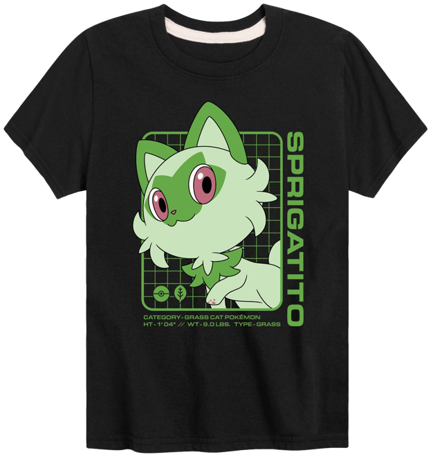 Boys 8-20 Pokemon Sprigatito Stats Tee