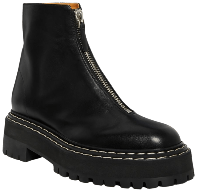 Women s Zip Contrast Stitch Lug Sole Boots