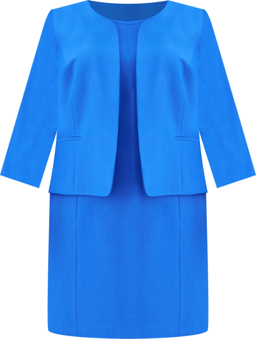 Plus Size Collarless Jacket & Sheath Dress Suit Set