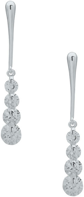 Silver-Tone Bar & Cubic Zirconia Linear Drop Earrings