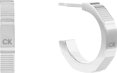 Stainless Steel Block Hoop Earrings