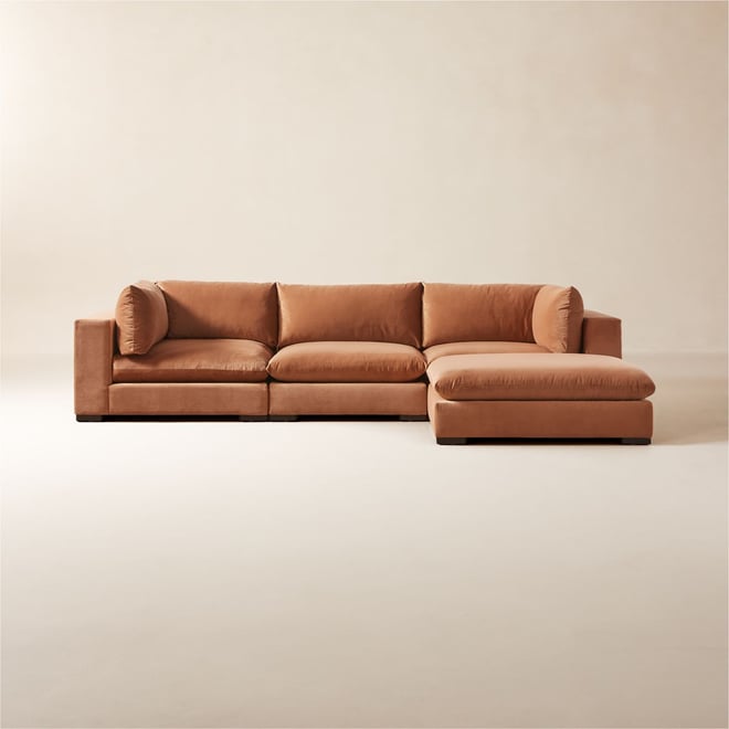 Brown Crushed Velvet Sectional Sofa Baci Living Room