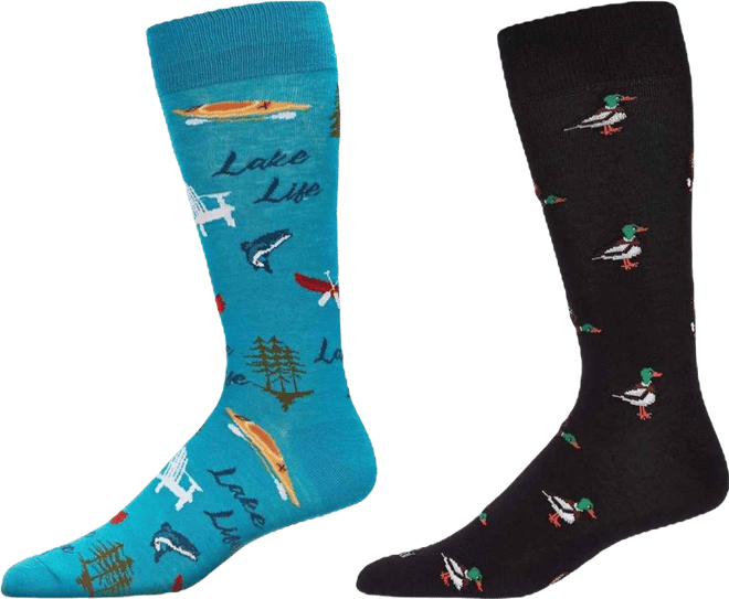 Men's Crew Lake Life Assortment Socks, Pair of 2