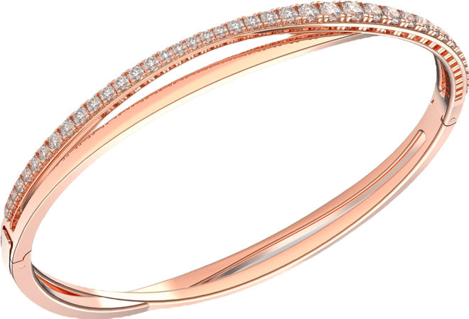 Swarovski Rose Gold-Tone Crystal Intertwining Double-Row Bangle