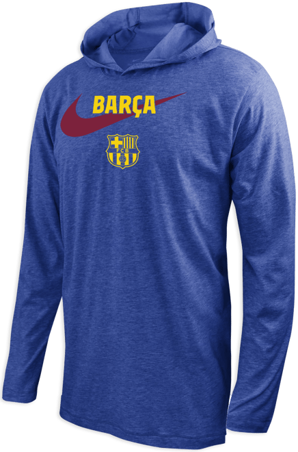 FC Barcelona Men's Nike Soccer Long-Sleeve Hooded T-Shirt