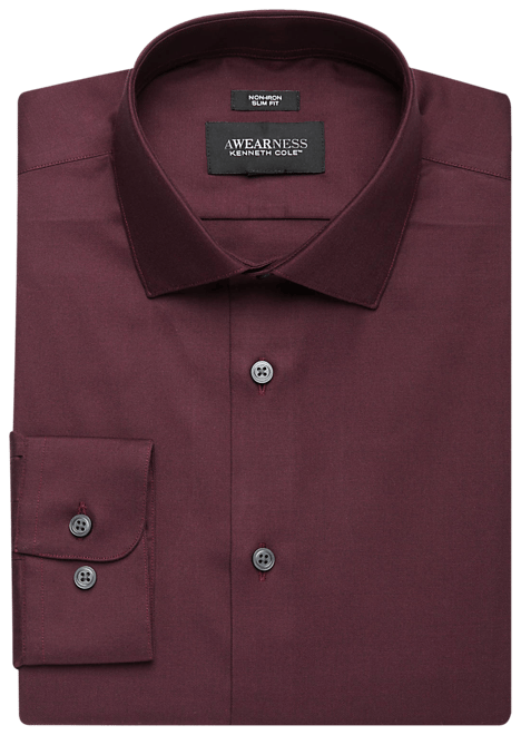 Awearness Kenneth Cole Slim Performance Stretch Dress Shirt, Burgundy - Men's Featured | Men's Wearhouse