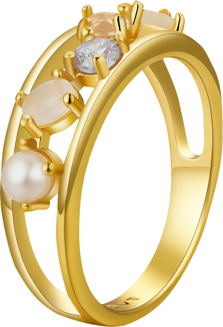 Cubic Zirconia, Faux Opal and Imitation Pearl Ring