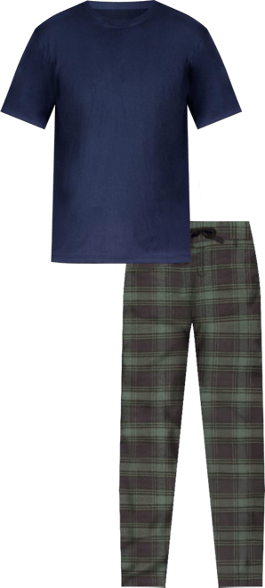 Men's Short Sleeve Flannel Pajama Set