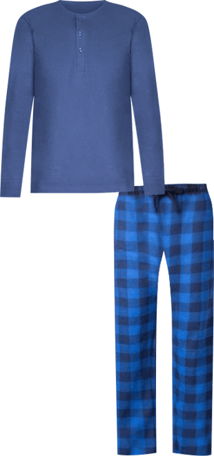 Sleep Hero Men's Henley Neck Knit Pajama Set