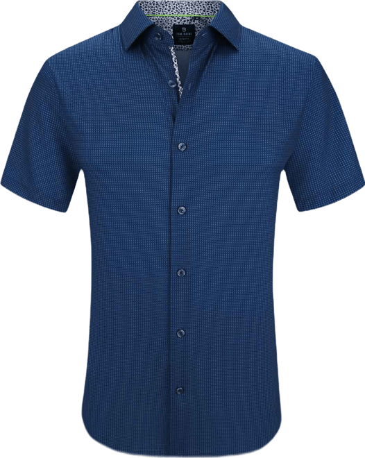 Men's Slim Fit Short Sleeve Performance Stretch Button Down Dress Shirt