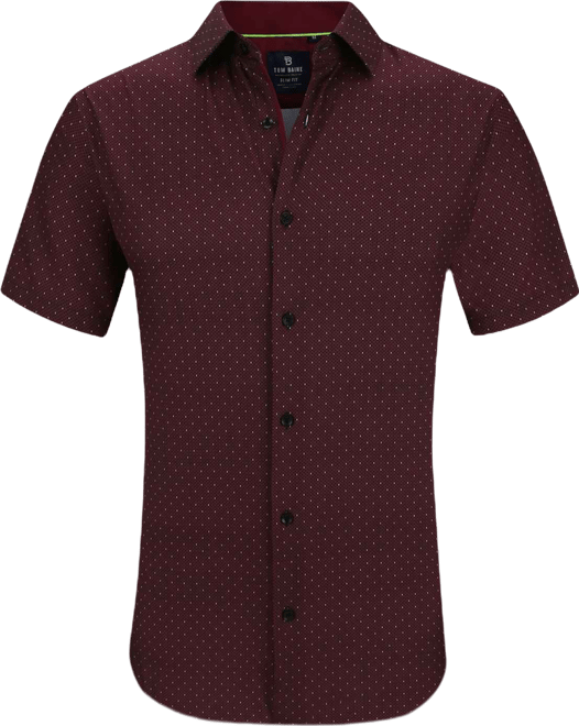 Men's Slim Fit Short Sleeve Performance Stretch Button Down Dress Shirt