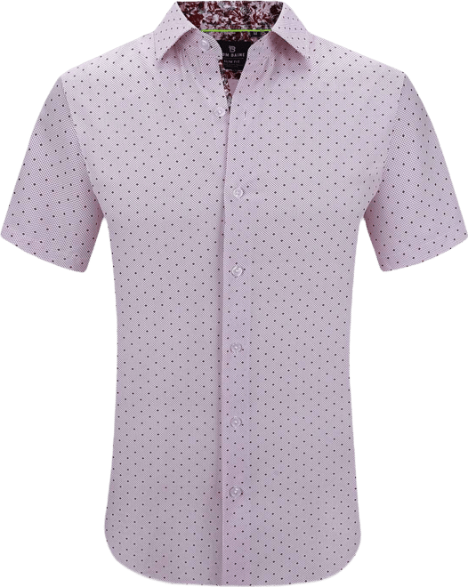 Men's Slim Fit Short Sleeve Performance Stretch Button Down Dress Shirt