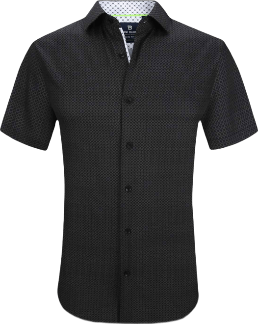 Men's Slim Fit Short Sleeve Performance Stretch Button Down Dress Shirt