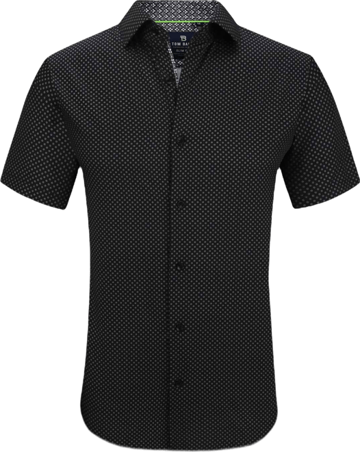 Men's Slim Fit Short Sleeve Performance Stretch Button Down Dress Shirt