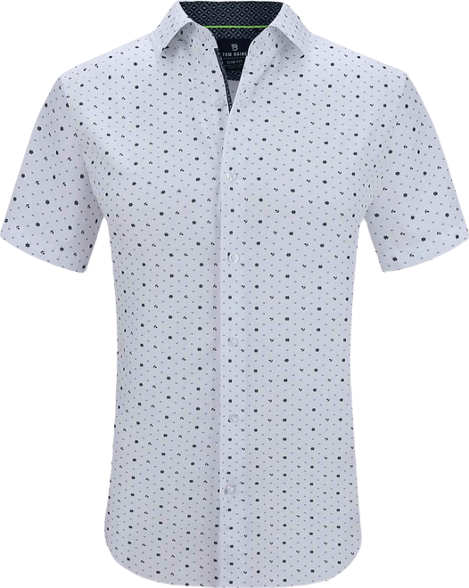 Men's Slim Fit Short Sleeve Performance Stretch Button Down Dress Shirt