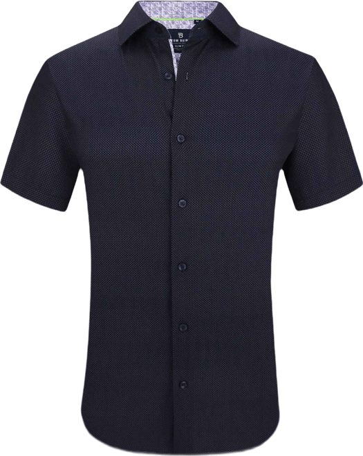 Men's Slim Fit Short Sleeve Performance Stretch Button Down Dress Shirt