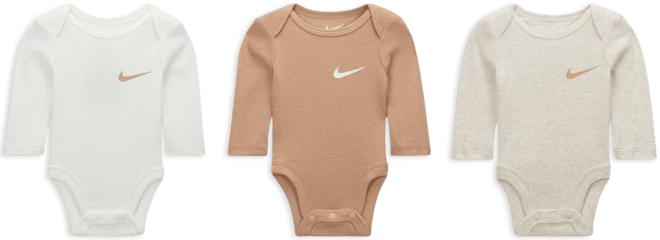Nike Essentials Baby (0-9M) 3-Pack Long Sleeve Bodysuits