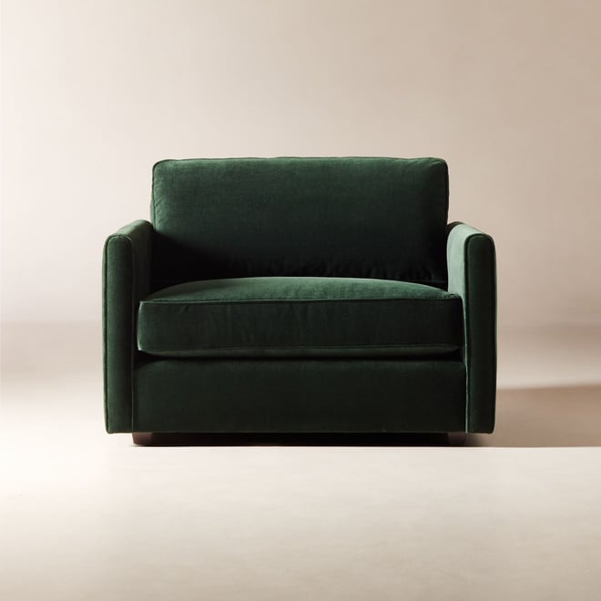 Fitz Channeled Green Velvet Swivel Chair