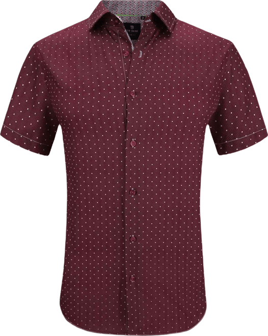 Men's Slim Fit Short Sleeve Performance Stretch Button Down Dress Shirt