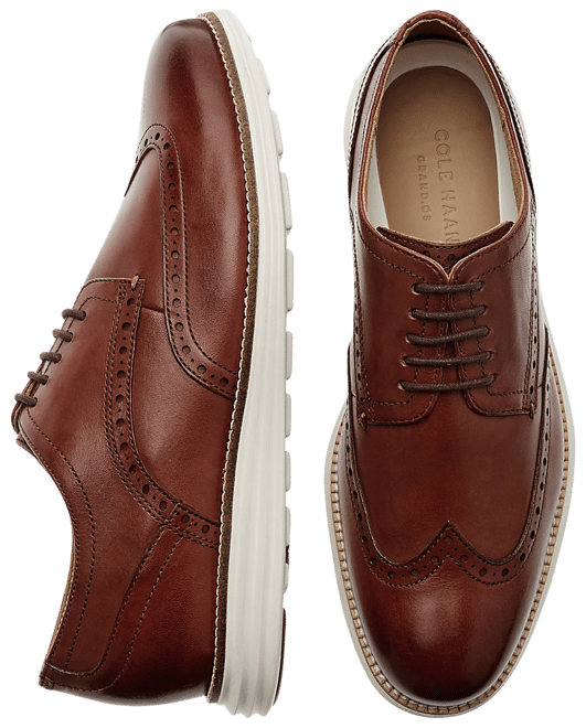 Cole Haan Original Grand Wingtip Oxfords, Cognac - Men's Shoes | Men's  Wearhouse