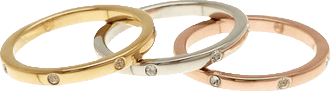 Three Band Dotted Eternity Band Set, 3 Pieces