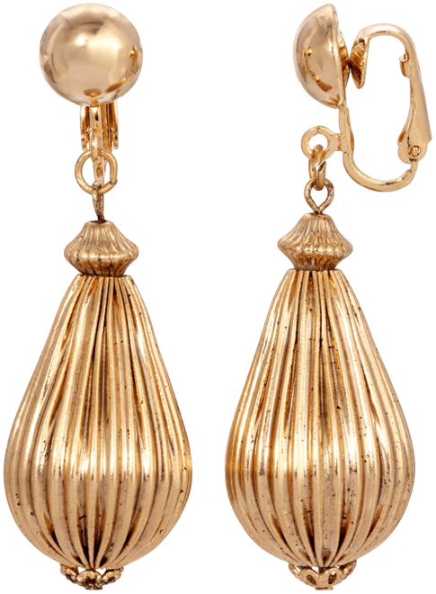 Corrugated Teardrop Clip Earrings