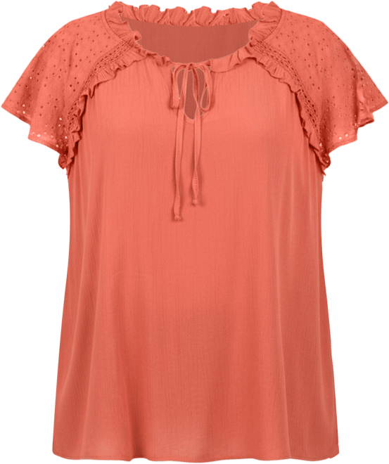 Plus Size Eyelet Sleeve Blouse