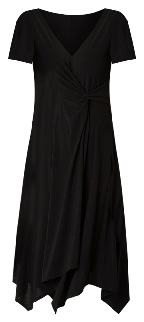 Perceptions Womens Midi V Neck Short Sleeve Fit + Flare Dress, Color: Black  - JCPenney