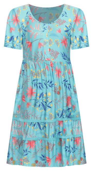 Women's Floral Short Sleeve Knee Length Dress