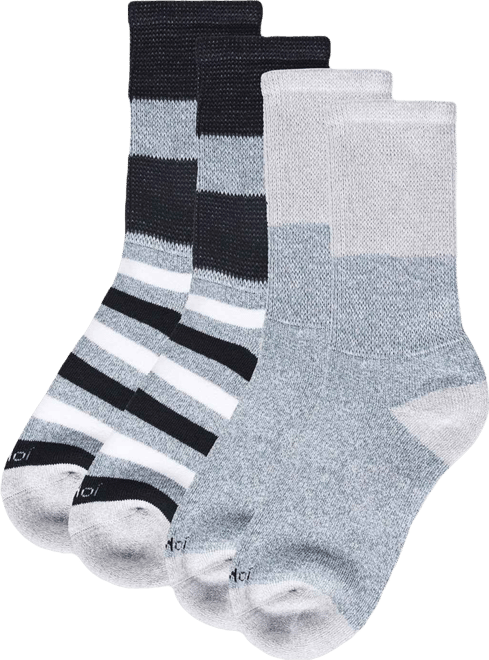 Men's Diabetic Multi-Stripe Full Cushion Crew Socks, Pair of 2
