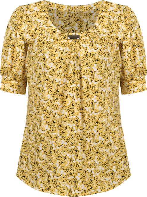 Petite Printed Balloon Sleeve Top