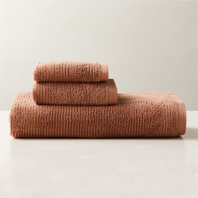 Brooks Ribbed Organic Cotton Dusty Rose Bath Towel Set Reviews CB2 Canada