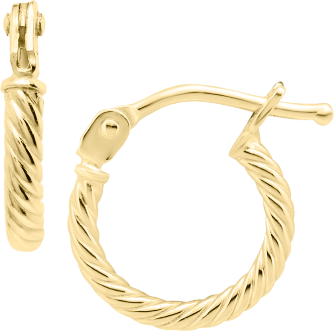 Children's Twist Style Extra Small Hoop Earrings in 14k Gold, 3/8"