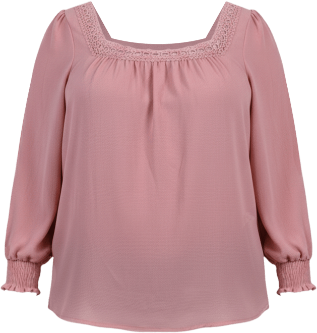 Plus Size Long Sleeve Square Neck Blouse