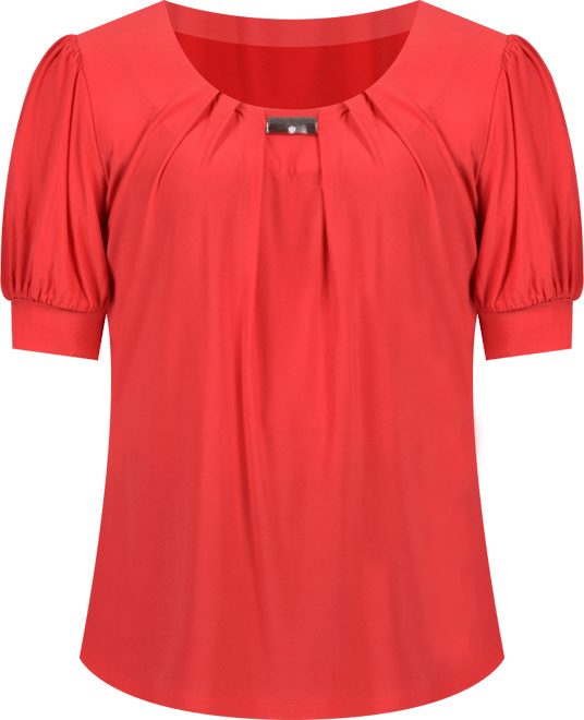 Women's Short Balloon Sleeve Top with Hardware