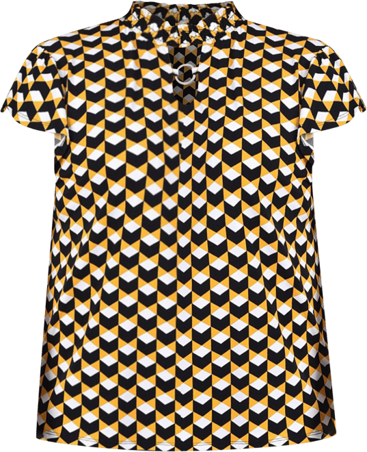 Plus Size Short Flutter Sleeve Mock Neck Top