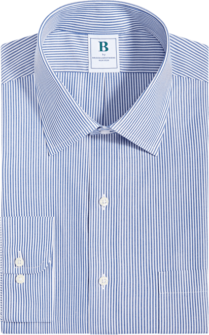 Men's Regular Fit Non-Iron Spread Collar Bengal Stripe Broadcloth Dress Shirt