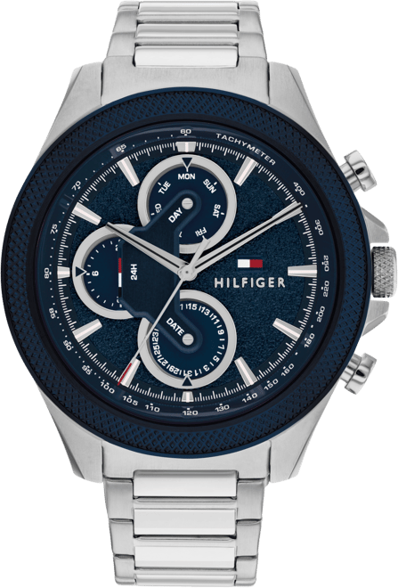 Men's Multifunction Silver-Tone Stainless Steel Watch 46mm