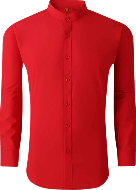 Men's Slim Fit Solid Performance Collarless Button Down Shirt