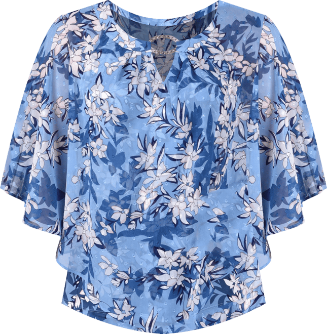 Women's Chiffon Poncho Top with Ring