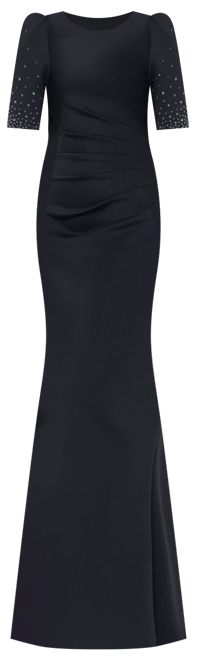 Women's Embellished Scuba Boat-Neck Gown