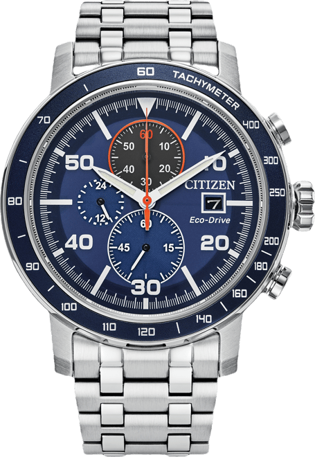 Eco-Drive Men's Chronograph Weekender Stainless Steel Bracelet Watch 44mm