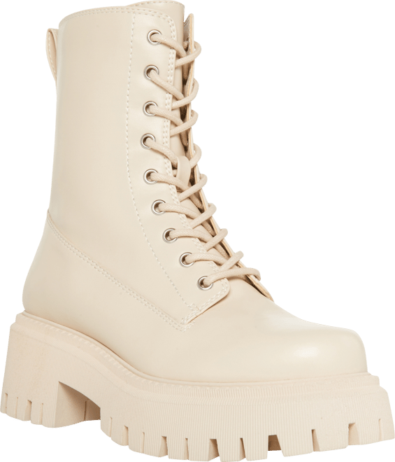 Kknight Lace-Up Lug Sole Combat Booties