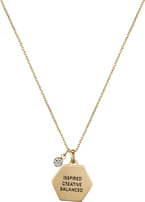 Cubic Zirconia Hexagon Pendant Necklace