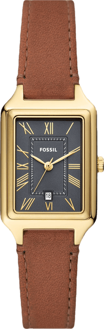 Women's Raquel Three-Hand Date Medium Brown Genuine Leather Watch, 23mm