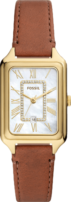 Women's Raquel Three-Hand Date Medium Brown Genuine Leather Watch, 26mm