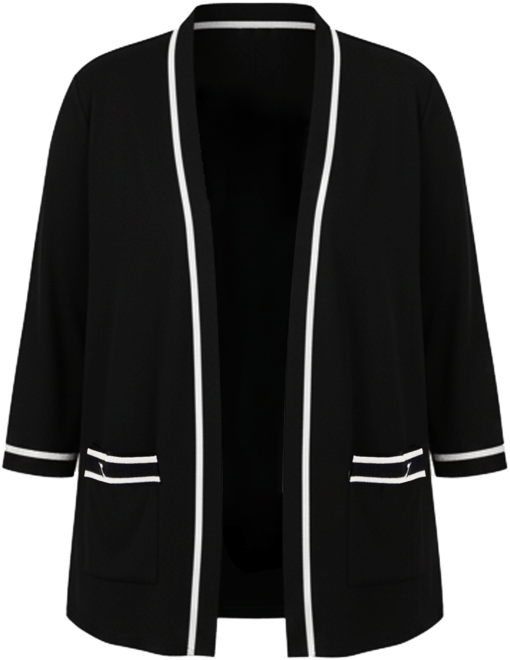 Plus Size Malibu Contrast-Trim Open-Front Cardigan