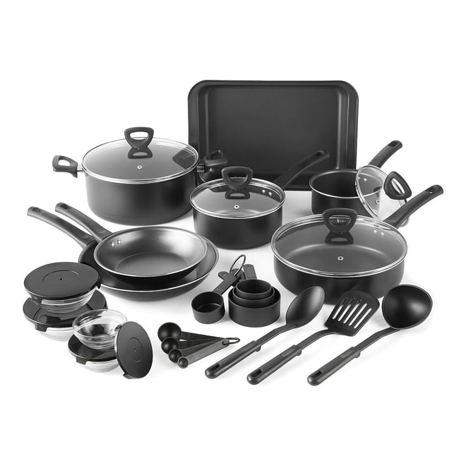 7 Piece Aluminum Non-Stick Dishwasher Safe Cookware Set, Pots and Pans, Black